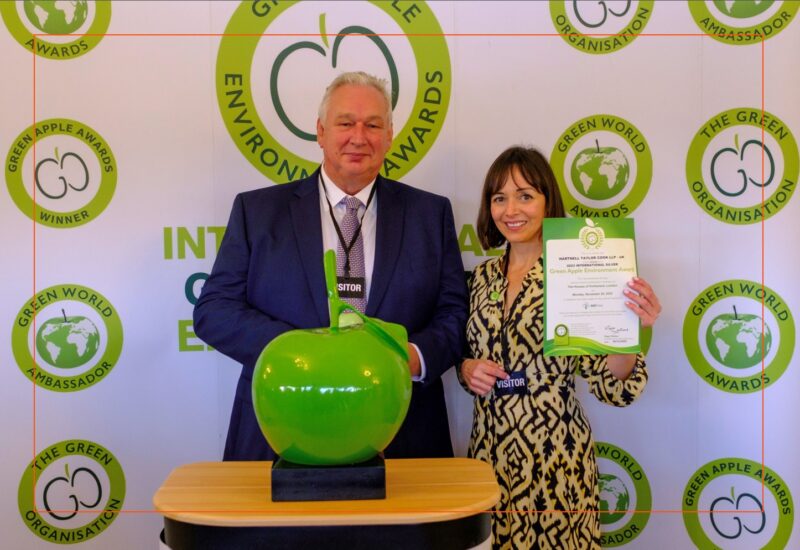 Alan Wright Collects Green Apple Award for Hartnell Taylor Cook