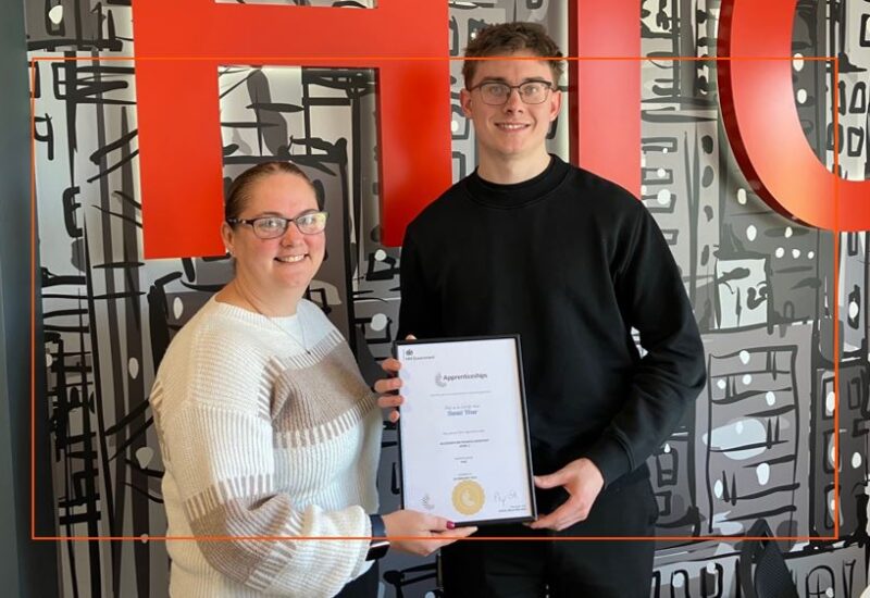 Dan Wear celebrates passing accounting apprenticeship level two hartnell taylor cook april 2026